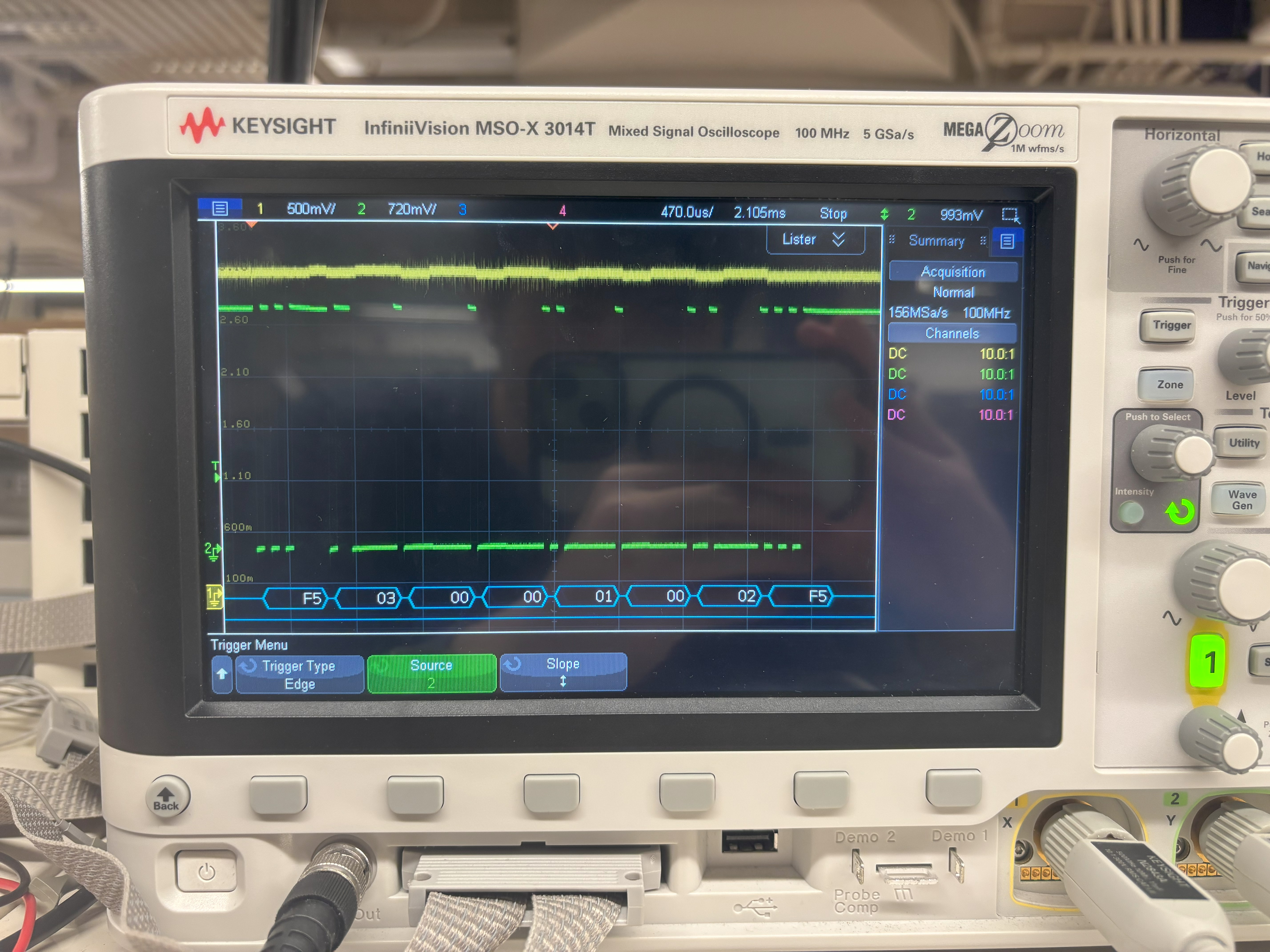 oscilloscope register fingerprint fail